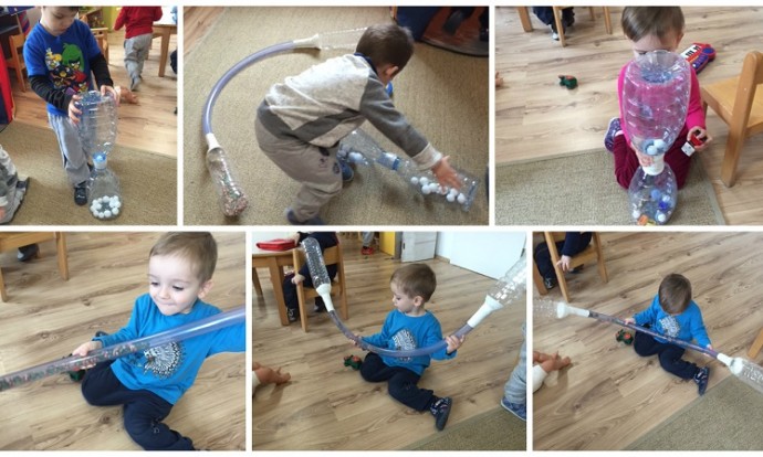 Zečići - igra s didaktičkim igračkama od pedagoški neoblikovanog materijala, istraživanje zvuka i kretanja