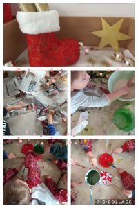 Zečići - likovna aktivnost kaširanje i bojanje čizmica povodom sv.Nikole