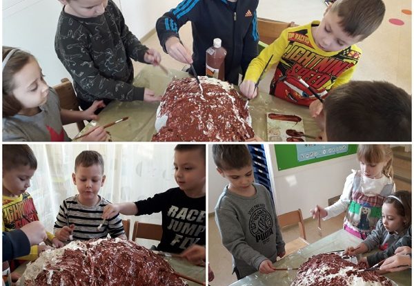 Ribice - izrada brloga za medvjeda od pur pjene, oslikavanje temperama, razvoj motorike šake, spoznaje te poticanje brige o životinjama