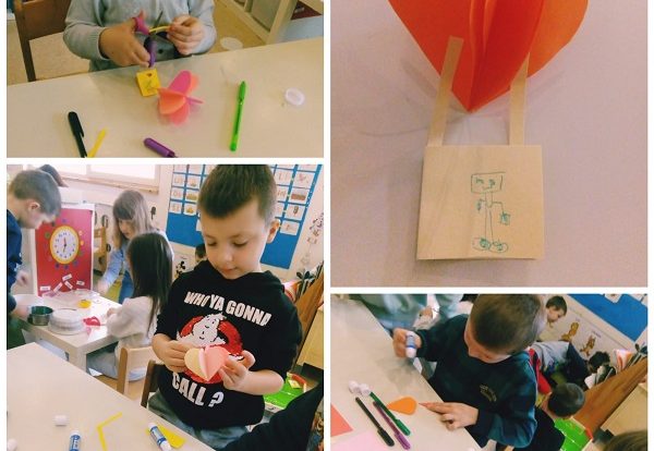 Ribice - Creative activities for Valentines day, making a heart hot baloon from collage paper