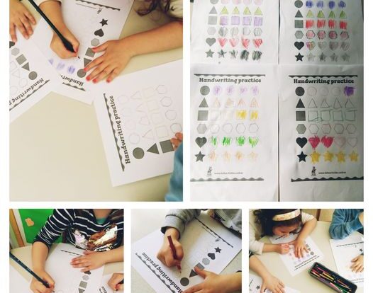 Leptirići engleski - Colors and shapes worksheets, trace the lines and color