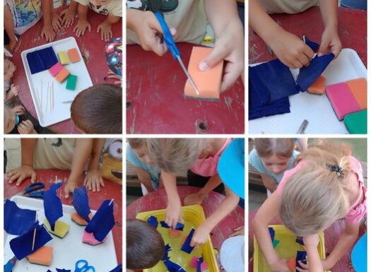 Ribice - summer activities, making sailboat out of a sponge and crepe paper
