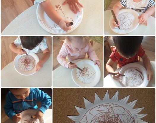 Zečići - oslikavanje papirnatog tanjura - poticanje na ispunjavanje cijelog prostora, izrada ježa