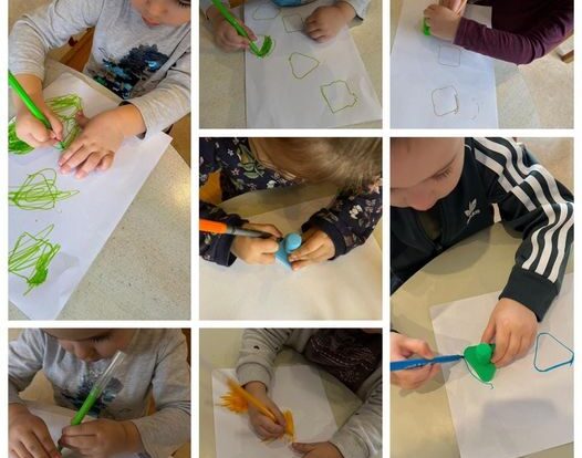 Leptirići engleski - fine motor skills, tracing shapes and coloring with tip pens