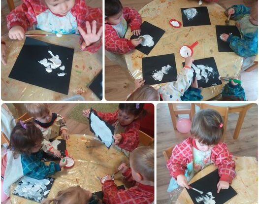Zečići - likovno izražavanje djece na temu Snijeg, poticanje spontanog izraza i kreativnosti djece
