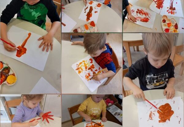 Leptirići engleski - we are learning about autumn and coloring autumn tree.