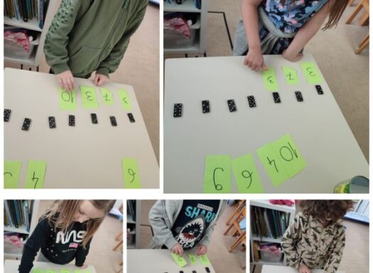 Ribice - domino line-up preschool math activity.