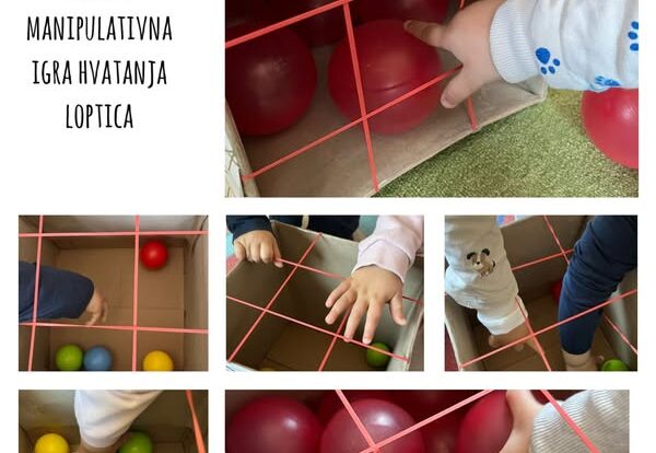 Bubamare - imenujemo 4 osnovne boje kroz igru hvatanja loptica, razvijamo finu motoriku šake i preciznost.