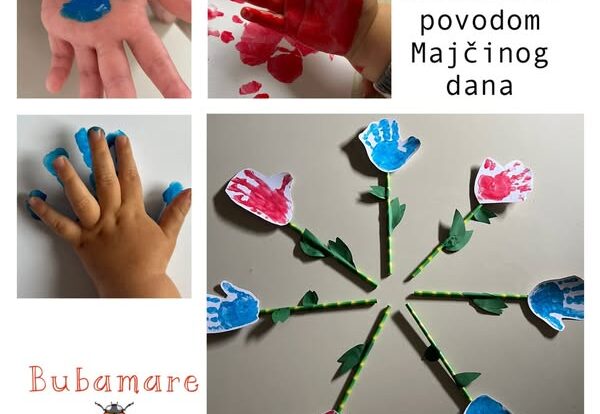 Bubamare - obilježavamo Majčin dan izradom cvjetića u likovnom centru. Potičemo razvoj vizualno-likovne komunikacije te kreativnost.