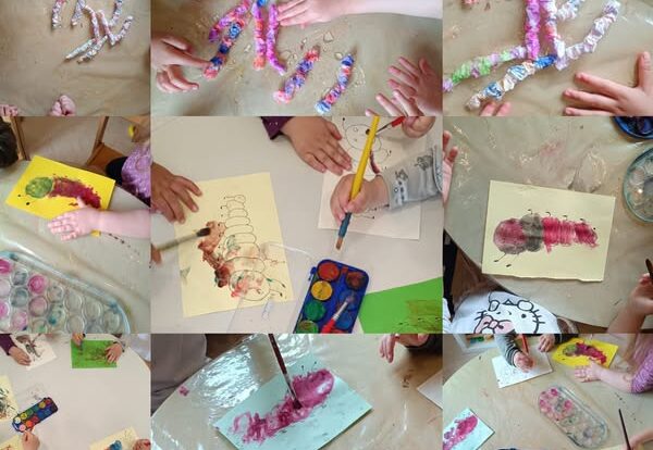 Leptirići - explore growing caterpillars with our science activity. Then they painted their caterpillar with watercolors. We developed fine motor skills, creativity, and cognition.