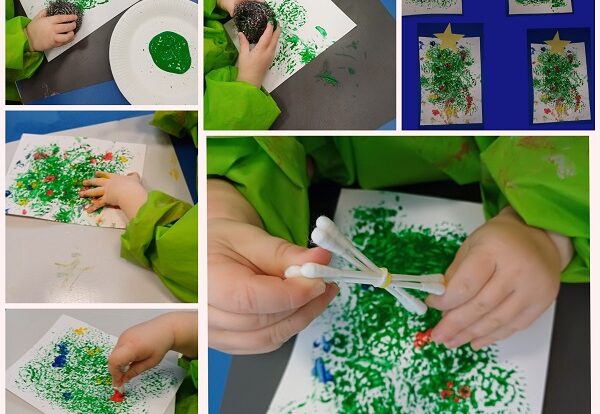 Lavići - likovna aktivnost, izrada božićne čestitke. Razvoj fine motorike i kreativnosti