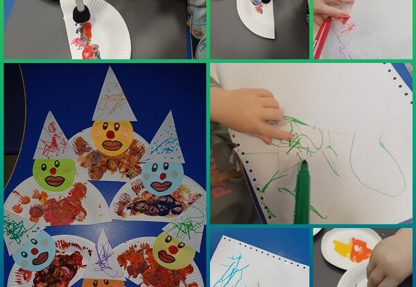 Lavići - Izrada klauna kombiniranjem tehnika tempera i flomastera. Poticanje istraživanja boja, te razvoj kreativnosti i fine motorike.