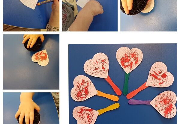 Lavići - povodom Valentinova izrada srca , bojanje , otiskivanje ruža. Razvoj fine motorike i kreativnosti