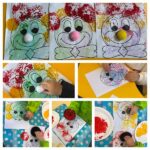 Žirafice - Klaun - otiskivanje žičanom spužvicom, bojanje pastelama. Poticanje na razvoj fine motorike, kreativnosti.