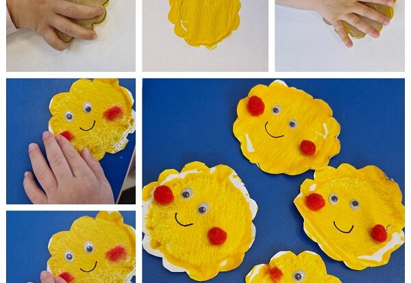 Likovno-senzorna aktivnost temeljena na tehnici otiskivanja i ukrašavanjem sunca, fina motorika