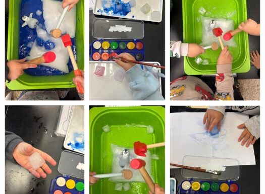 Žirafice - Istraživačko - spoznajna aktivnost - istraživanje leda. Razvoj taktilne percepcije.