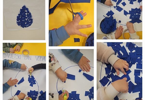 Žirafice - Svjetski dan voda - Izrada zajedničkog plakata. Razvoj fine motorike i spoznaje o važnosti vode