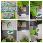 Žirafice - Visibaba - likovna aktivnost, obilježavanje prvog dana proljeća. Otiskivanje tuljkom, bojanje temperom, razvoj kreativnosti