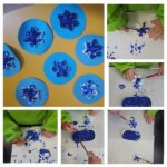 Žirafice - Završna aktivnost na temu Zima. Bojanje pahuljice temperom, razvoj fine motorike