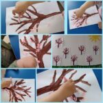 Lavići - likovna aktivnost - Proljetno drvo, otiskivanje boje pomoću štapića. Poticanje razvoj likovnog izražavanja i fine motorike