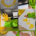 Žirafice- Svjetski Dan Sunca - otiskivanje ruke žutom temperom. Razvoj likovnog senzibiliteta